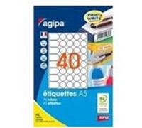 Apli 114004 - étui de 640 étiquettes multi-usage Ø 24 mm - Couleur: Blanc - Coins: Pastilles