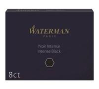 WATERMAN boîte de 8 cartouches longues, encre Noir intense pour stylo plume