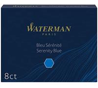 Waterman Etui de 8 cartouches longues – encre intense noire et bleue (Bleu Sérénité)