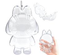 Étui de Acrylique Transparent pour Figurines Boîte Mystère, Vitrine en Protection pour Crybaby avec Chaîne en Métal, Couvercle Anti-poussière et Anti-Rayures pour Mini-poupées de Collection