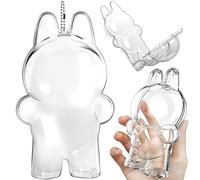 Étui de Acrylique Transparent pour Figurines Boîte Mystère, Vitrine en Protection pour Labubu avec Chaîne en Métal, Couvercle Anti-poussière et Anti-Rayures pour Mini-poupées de Collection (Stehend)