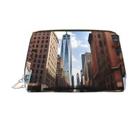 Étui de beauté portable imprimé New York, pochette de voyage compacte avec fentes intérieures organisées pour un usage quotidien, doré, One Size