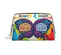 Étui de beauté portable imprimé pour le cerveau gauche et droit, pochette de voyage compacte avec fentes intérieures organisées pour un usage quotidien, doré, One Size