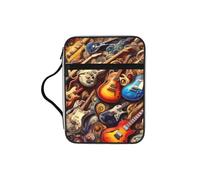 Étui de bible avec poignée pour guitares électriques abstraites en tissu Oxford résistant à l'eau avec poches à fermeture éclair pour église