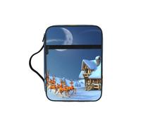 Étui de bible imprimé Merry Christmas pour femmes et filles, avec poignée pour Bible de taille standard