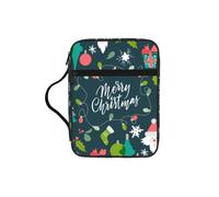 Étui de bible imprimé Merry Christmas pour femmes et filles, avec poignée pour Bible de taille standard
