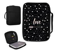 Étui de bible pour homme et femme en cuir synthétique avec poignée et poche zippée pour études bibles de taille standard et grande 27,7 x 19,8 x 4,8 cm - Amour rose