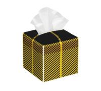 Étui de boîte à mouchoirs carré Haut de Gamme en Cuir à Carreaux Jaunes et Noirs, Porte-mouchoirs cubique, pour Table
