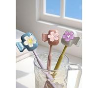 Étui de brosse à dents portable avec motif mignon de fleurs de cerisier, style Ins avec sakura coloré transparent. Boîte de rangement de brosse à dents de voyage, clip de protection de tête de brosse 