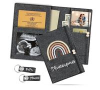 Étui de carnet de maternité en feutre pour carnet de maternité allemand - Avec compartiments - Pour échographie, carnet de vaccination et carte d'assurance (gris foncé)