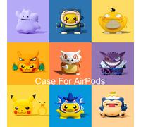 Étui de casque d'écoute Bluetooth sans fil Pokémon Apple (livré avec un crochet de style aléatoire), étui de casque d'écoute Apple en silicone mignon et antichoc, compatible avec 1/2/3/4/Pro/Pro2 (cer