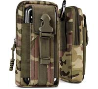 ONEFLOW Étui de protection de survie pour téléphone portable Samsung Galaxy S25 FE - En nylon - Avec mousqueton - Sac tactique EDC avec support à ceinture - Pour l'extérieur - Vert camouflage