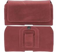 Étui de ceinture en cuir véritable, pour Motorola Moto G06 Power, protection latérale, avec clip et dragonne, taille XL, rouge