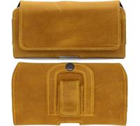 Étui de ceinture en cuir véritable, pour Motorola Moto G06, protection latérale, avec clip et dragonne, taille XL, jaune