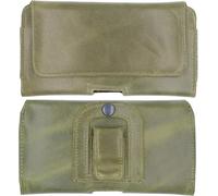 Étui de ceinture en cuir véritable pour Oppo A5x | Étui de protection latéral en cuir avec clip et passant | XL Vert