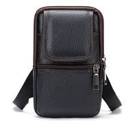 Étui de Ceinture pour Telephone Portable Cuir, Sac Bandoulière Cuir Homme, Vertical Sac de Taille de Téléphone Sac d'Epaule Sac à Main Cuir Sac Banane Messager Poche Sac de Ceinture Portefeuille
