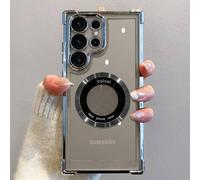 Étui De Charge Magnétique Sans Fil Plaqué De Luxe,Pour Samsung S25 S24 Ultra S23 Fe S22 Plus S21 Note 20,Couvercle De Protection D'objectif Transparent.Silver.For Note 20