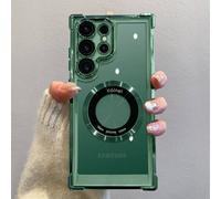 Étui De Charge Magnétique Sans Fil Plaqué De Luxe,Pour Samsung S25 S24 Ultra S23 Fe S22 Plus S21 Note 20,Couvercle De Protection D'objectif Transparent.Dark Green.For Note 20