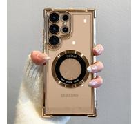 Étui De Charge Magnétique Sans Fil Plaqué De Luxe,Pour Samsung S25 S24 Ultra S23 Fe S22 Plus S21 Note 20,Couvercle De Protection D'objectif Transparent.Gold.For Note 20
