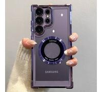 Étui De Charge Magnétique Sans Fil Plaqué De Luxe,Pour Samsung S25 S24 Ultra S23 Fe S22 Plus S21 Note 20,Couvercle De Protection D'objectif Transparent.Deep Purple.For Note 20