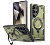 Étui de Charge sans Fil avec Support magnétique Rotatif à 360° pour Samsung Galaxy S26, S25, S24, S23 Ultra, S26 et S25 Plus. Coque Antichoc, Vert Olive. Compatible également avec Le Samsung Galaxy