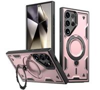 Étui de Charge sans Fil avec Support magnétique Rotatif à 360° pour Samsung Galaxy S26, S25, S24, S23 Ultra, S26 et S25 Plus. Coque Antichoc, Or Rose. Compatible avec Le Samsung Galaxy S25 Ultra.