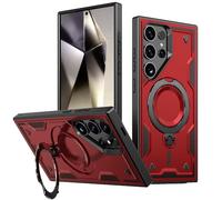 Étui de Charge sans Fil avec Support magnétique Rotatif à 360° pour Samsung Galaxy S26, S25, S24, S23 Ultra, S26 et S25 Plus. Protection Antichoc, Rouge. Compatible avec Samsung Galaxy S23 FE.