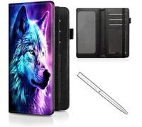 Étui de chéquier en cuir pour homme et femme, avec blocage RFID, avec fente pour carte de crédit, sangle élastique et couvertures de chéquier pour femme, Purple Wolf -799