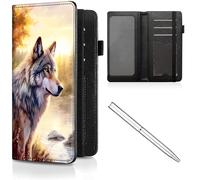 Étui de chéquier en cuir pour homme et femme, avec blocage RFID, avec fente pour carte de crédit, sangle élastique et couvertures de chéquier pour femme, Forest Wolf -643