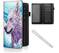 Étui de chéquier en cuir pour homme et femme, avec blocage RFID, avec fente pour carte de crédit, sangle élastique et couvertures de chéquier pour femme, Wolf / Sea -761