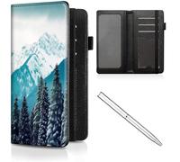 Étui de chéquier en cuir pour homme et femme, avec blocage RFID, avec fente pour carte de crédit, sangle élastique et couvertures de chéquier pour femme, Snow Mountain