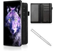 Étui de chéquier en cuir pour homme et femme, avec blocage RFID, avec fente pour carte de crédit, sangle élastique et couvertures de chéquier pour femme, Purple Wolf -741