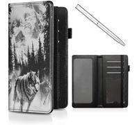 Étui de chéquier en cuir pour homme et femme, avec blocage RFID, avec fente pour carte de crédit, sangle élastique et couvertures de chéquier pour femme, Wolf Running