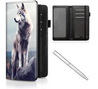 Étui de chéquier en cuir pour homme et femme, avec blocage RFID, avec fente pour carte de crédit, sangle élastique et couvertures de chéquier pour femme, Forest Wolf -645