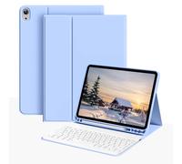 Étui de clavier compatible avec Galaxy Tab et iPad, Redmi Pad Se, avec clavier sans fil Bluetooth amovible (150 mAh) et support pour crayon (bleu) Ipad Air,Ipad Air2,IPad 5th (9.7-Inch),IPad 6th (9.7-
