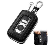 Étui de e Voiture en Cuir, Housse de Clé Universelle avec Fermeture Éclair et Anneau Porte-Clés, Pochette de Protection pour Clés Intelligentes et Télécommandes, Noir