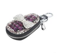 Étui de e voiture en cuir souple avec strass étincelants avec design de protection 3D pour clés de type A B C F en blanc violet rose noir comme accessoire de voiture élégant avec transmission du