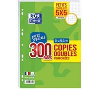 OXFORD Copies Doubles A4 Petits Carreaux 5mm avec Margés 300 Pages sous film