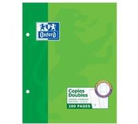 Oxford Copies doubles perforées 100100750 17x22 Grands carreaux Seyès 200 p. 90 g Blanc