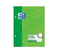 Oxford Copies doubles perforées 100100750 17x22 Grands carreaux Seyès 200 p. 90 g Blanc