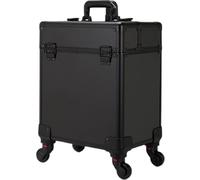 Étui de cosmétologie sur Roues avec Couvercle 4 Compartiments Case de Maquillage entièrement entièrement Ignifuge 54 LB Train Maquillage Chargement avec Verrouillage pour Les Professionnels