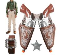 Étui De Cowboy | Tenue Masculine Occidentale | Accessoires De Costumes De Cowboy Vintage Foundation De Cuisse Réglable Avec Ceinture Et 2 Revolver En Pp Pour Cosplay Déguise Événements Qui Montrent La