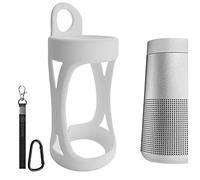 Étui de Haut-Parleur en Silicone Geekria Compatible avec Bose SoundLink Revolve/Revolve II, Housse Souple de Protection Anti-Chocs avec Crochet pour Porte-clés, étui de Transport Portable (Blanc)