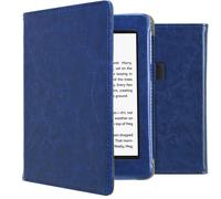 imoshion Étui de liseuse portefeuille en cuir végan pour Amazon Kindle Paperwhite 4 - Bleu foncé