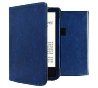 imoshion Étui de liseuse portefeuille en cuir végan pour Pocketbook Touch Lux 5 / HD 3 / Basic Lux 4 / Vivlio Lux 5 - Bleu foncé