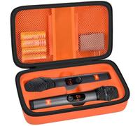 Étui de microphone sans fil compatible avec le système de deux microphones sans fil JBL PartyBox, sac de voyage pour chant ou karaoké pour récepteur, adaptateur, piles - Orange
