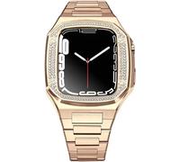 Étui de montre en acier inoxydable avec bande de modification de bracelet de montre de bande de montée en métal diamant , pour la série 8 7 6 5 4 SE 40mm 41mm 44mm 45 mm accessoires