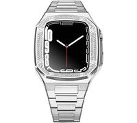 Étui de montre en acier inoxydable avec bande de modification de bracelet de montre de bande de montée en métal diamant , pour la série 8 7 6 5 4 SE 40mm 41mm 44mm 45 mm accessoires