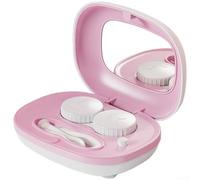 Étui de nettoyage compact vibrant pour lentilles de contact conçu pour l'élimination complète des particules grâce à la technologie de mouvement tourbillonnant à 360 degrés (rose, taille L)
