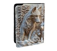 Étui de passeport 3D en cuir synthétique avec ceinture de loup imprimé effet pierre pour homme et femme, 16,5 cm, Noir , Taille unique